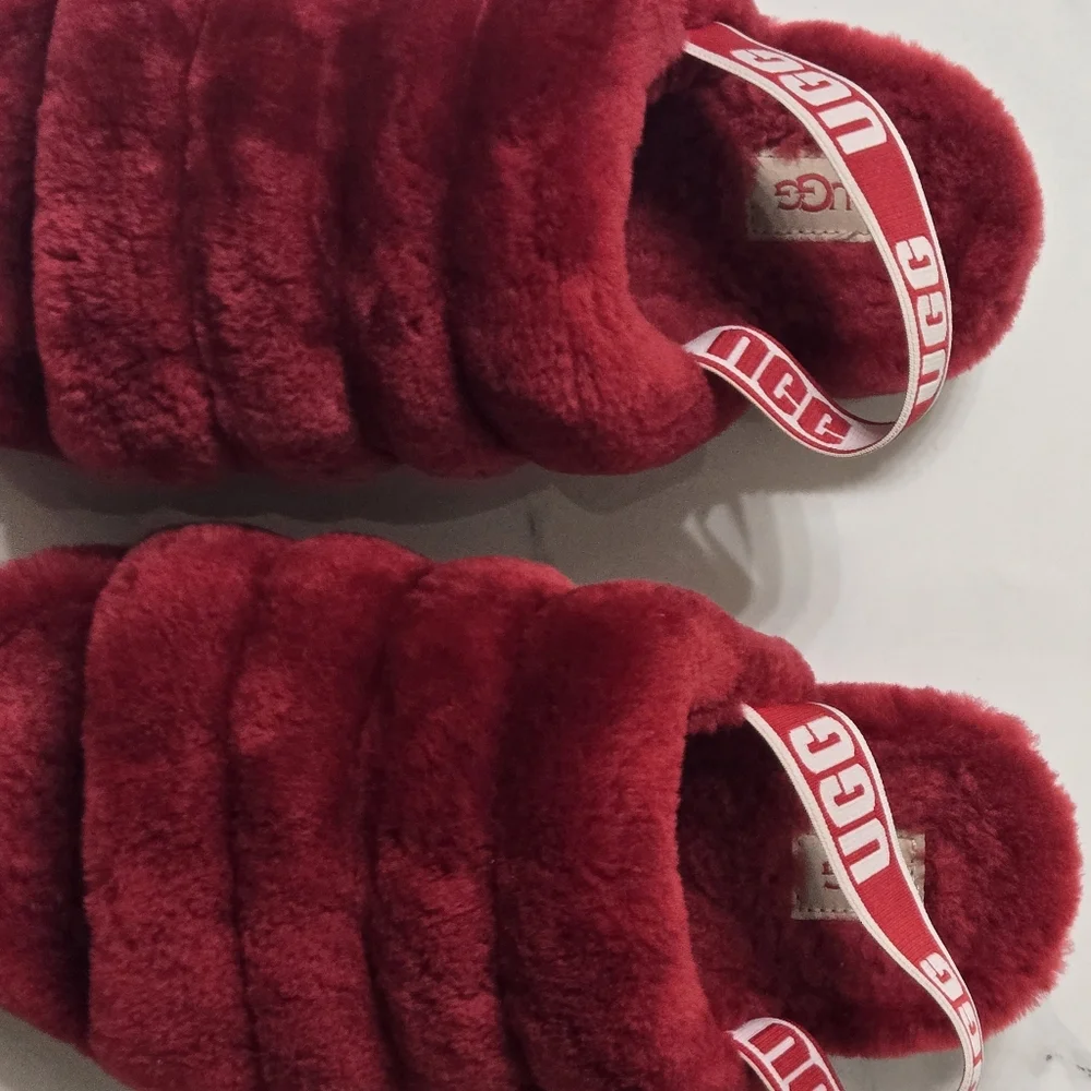 UGG Australia Fluff Yeah Slide Sandals for Women, Size US 8, Red